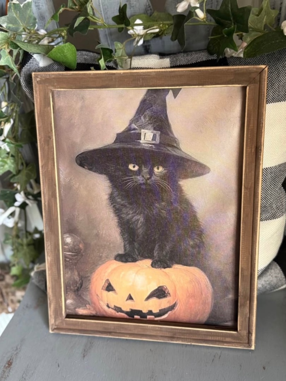 Rustic Cat Pumpkin Canvas